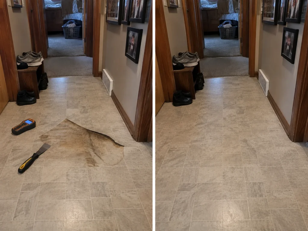 Hallway Floor Repair Area in Cedar Rapids, Iowa