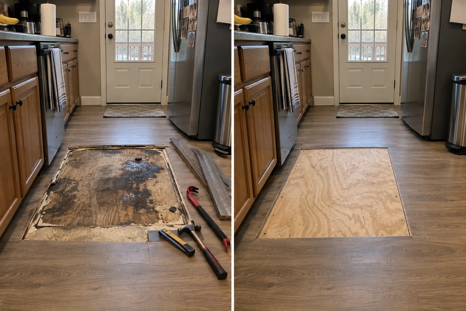 Kitchen Entry Subfloor Patch in Cedar Rapids, Iowa