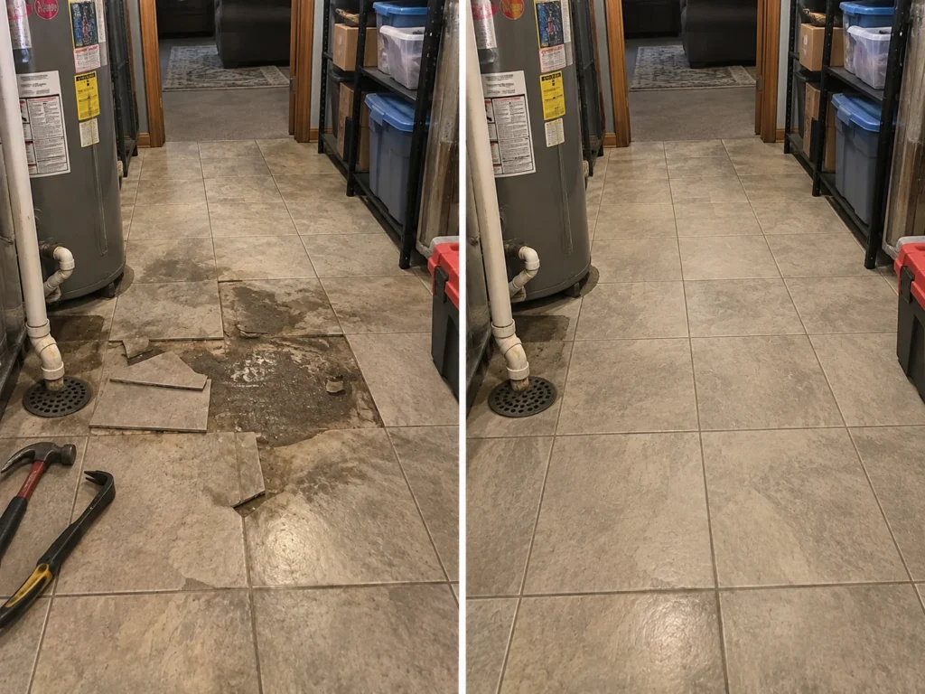 Damaged Tile Floor Removal in Cedar Rapids, Iowa