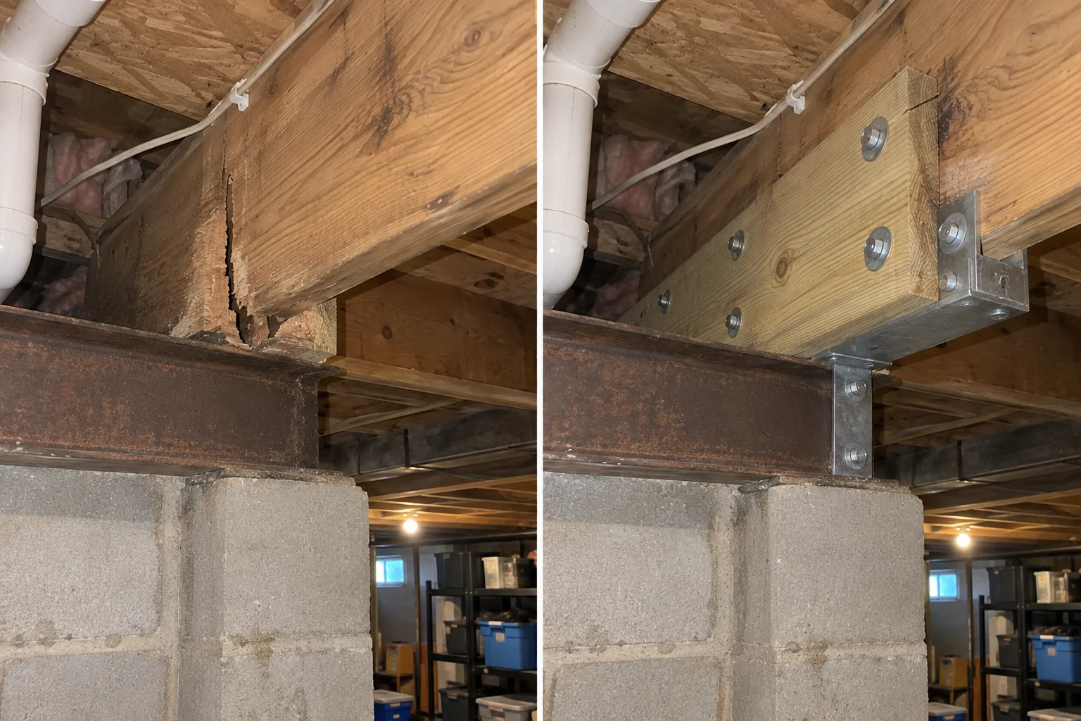 Floor Joist Reinforcement at Foundation in Cedar Rapids, Iowa