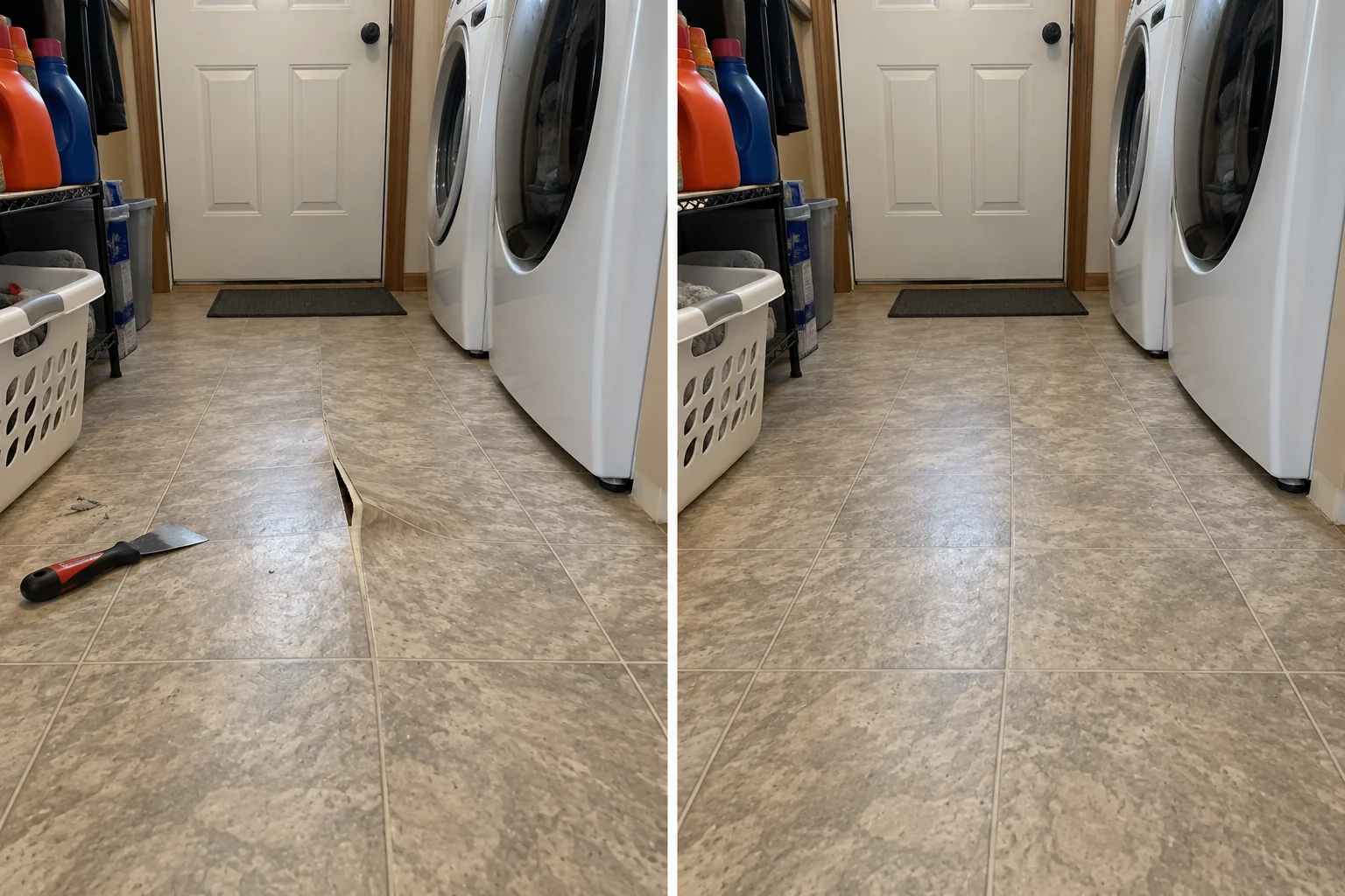 Laundry Room Tile Floor Repair in Cedar Rapids, Iowa