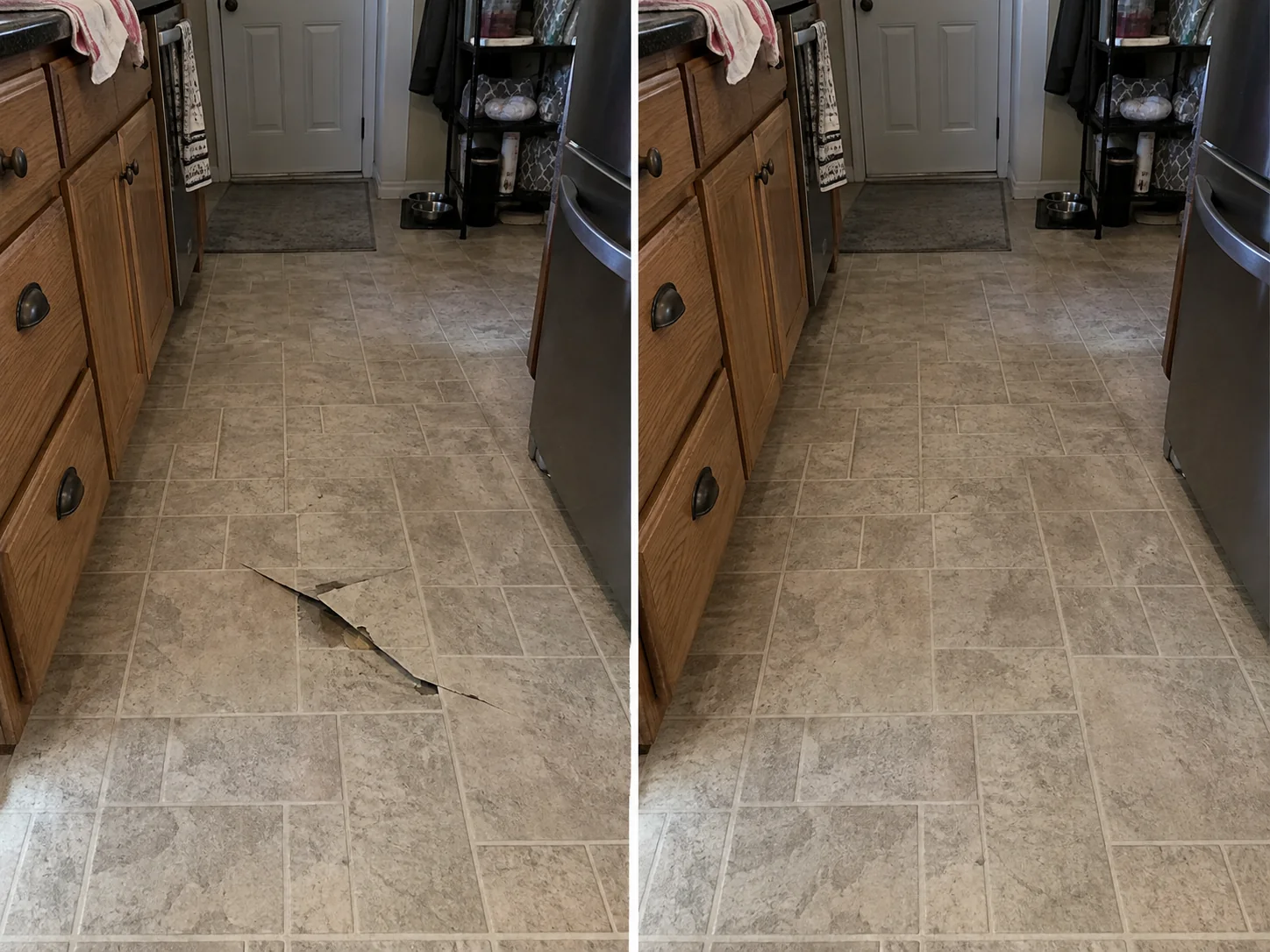 Bathroom Tile Floor Crack Repair in Iowa City, Iowa