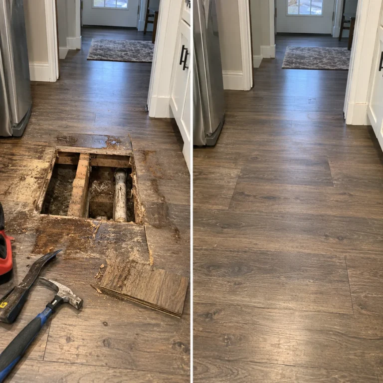Floor Framing and Subfloor Repair Before and After in Iowa City, Iowa