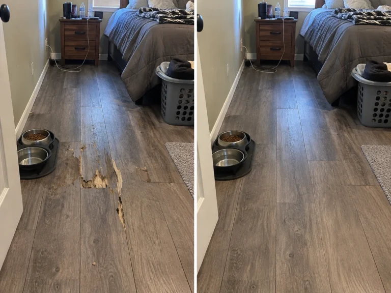 Bedroom Plank Floor Damage Repair in Iowa City, Iowa