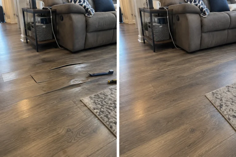Living Room Wood Floor Repair in Marion, Iowa
