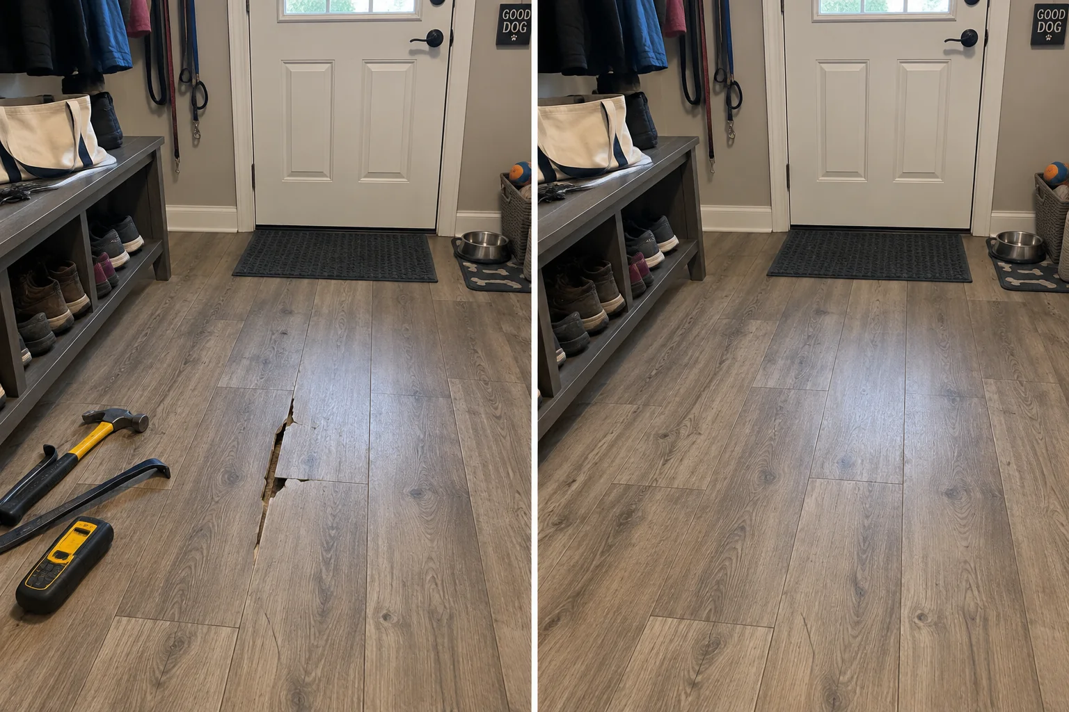 Entryway Plank Floor Repair in Marion, Iowa