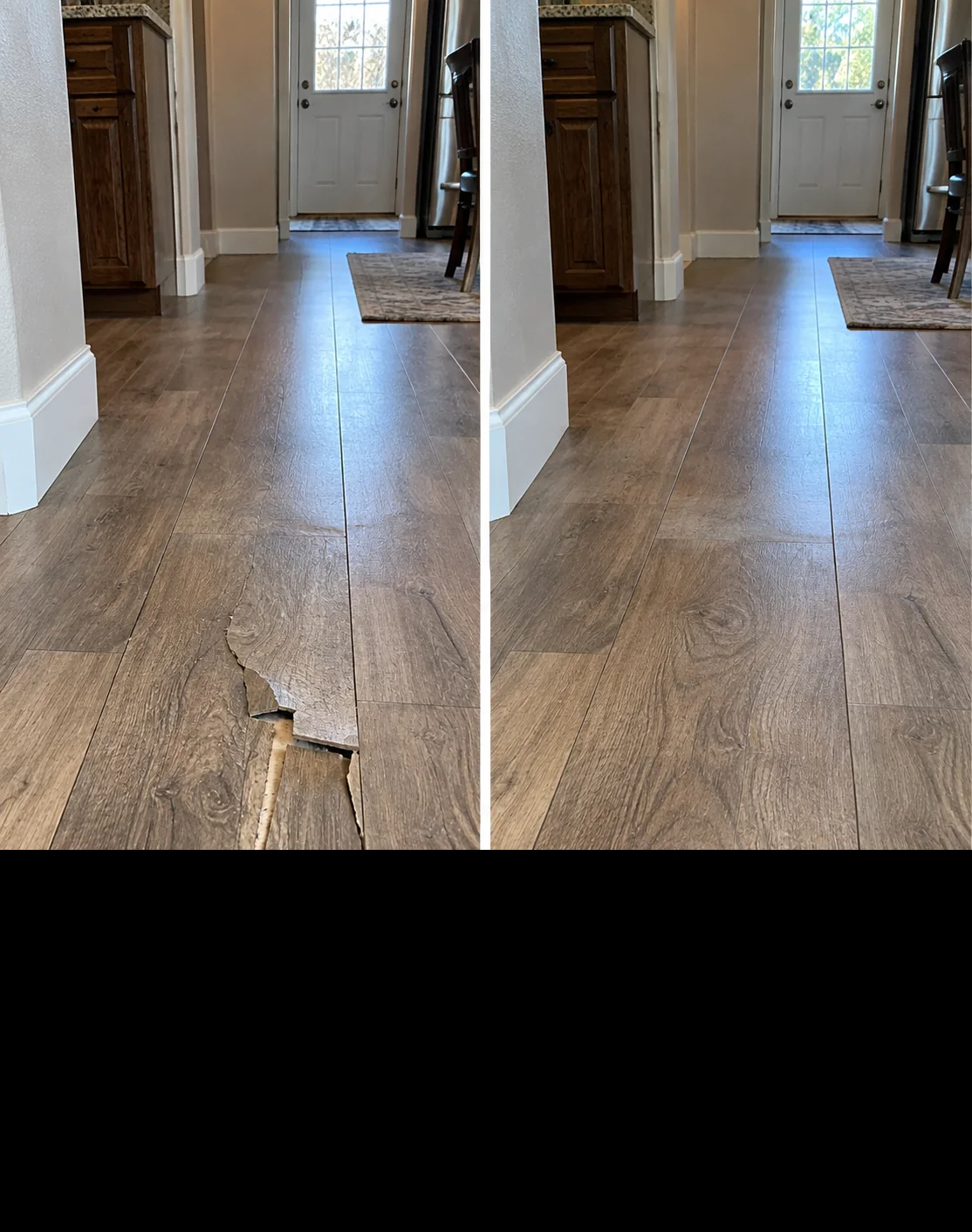 Hallway Plank Floor Board Damage in Hiawatha, Iowa