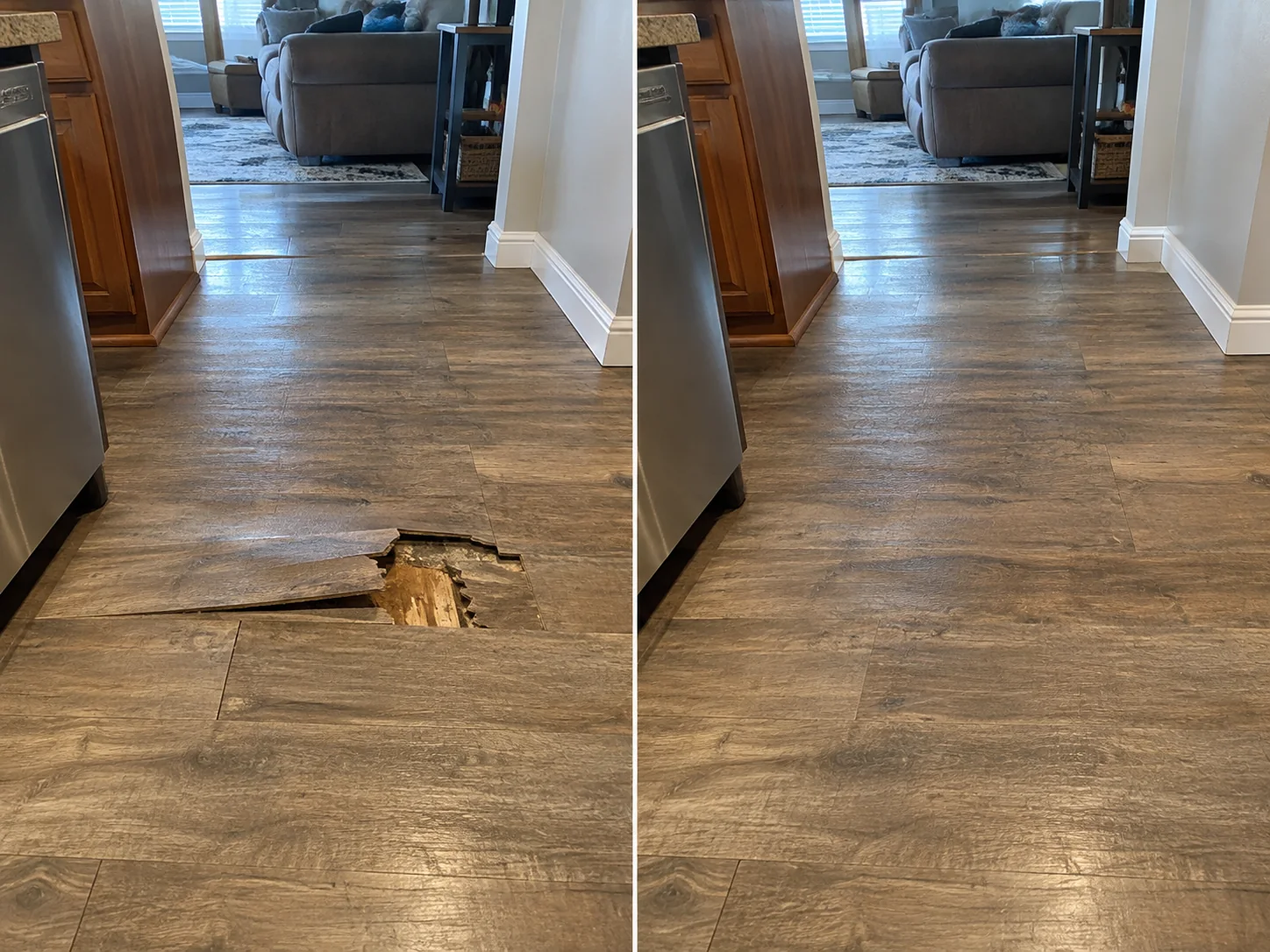 Hallway Floor Damage Repair in Hiawatha, Iowa