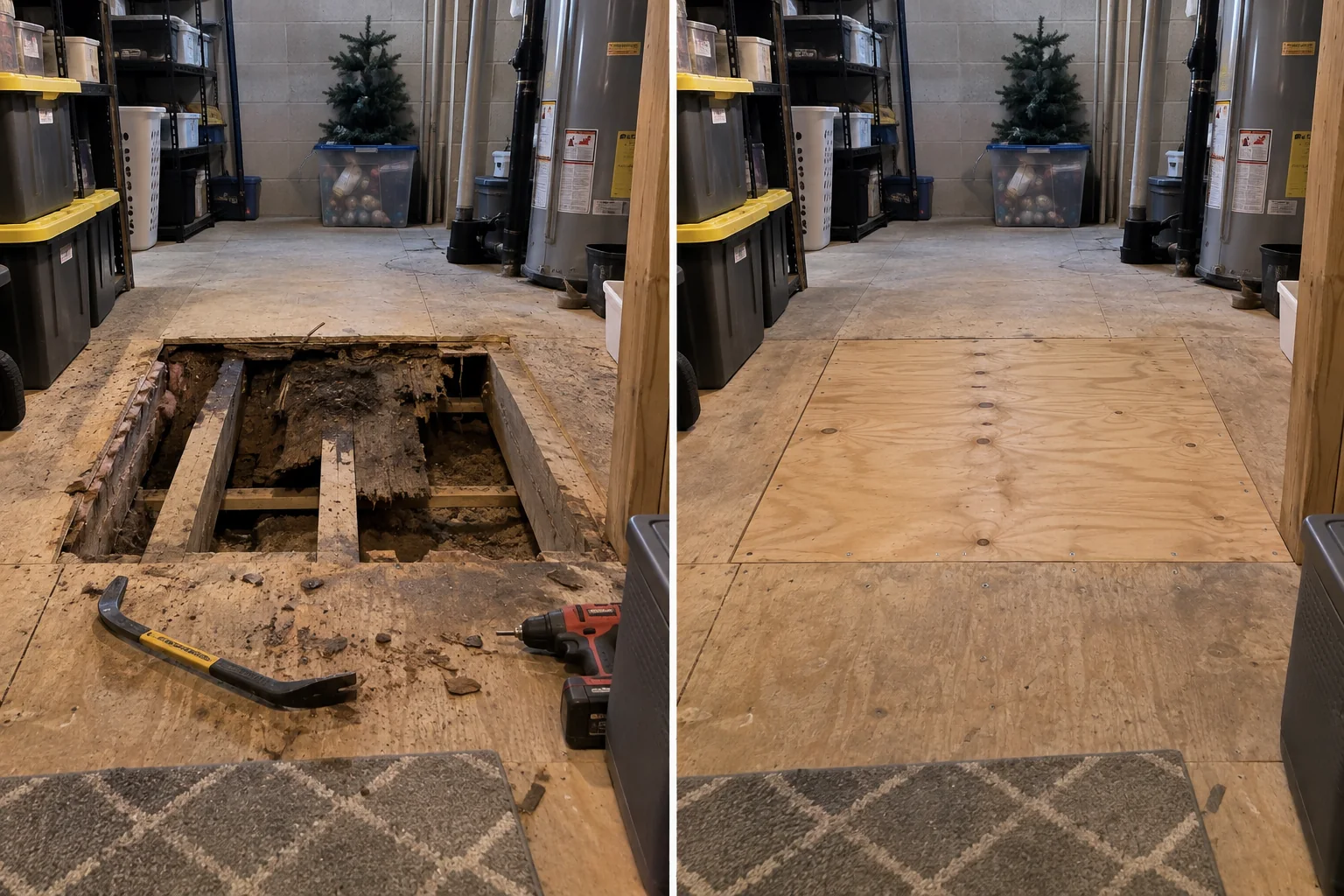 Subfloor Replacement in Progress in Hiawatha, Iowa