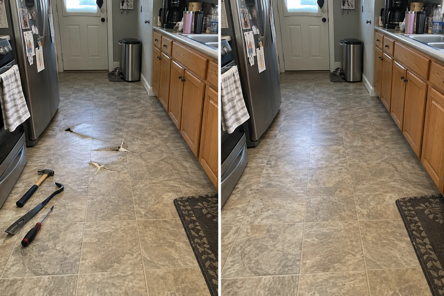 Kitchen Tile Floor Repair in Coralville, Iowa